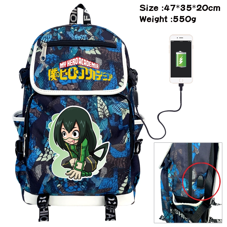 My Hero Academia Anime Camouflage Flip Data Cable Backpack School Bag 47x35x20cm