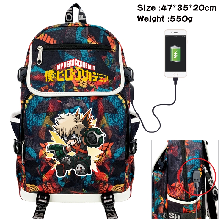 My Hero Academia Anime Camouflage Flip Data Cable Backpack School Bag 47x35x20cm