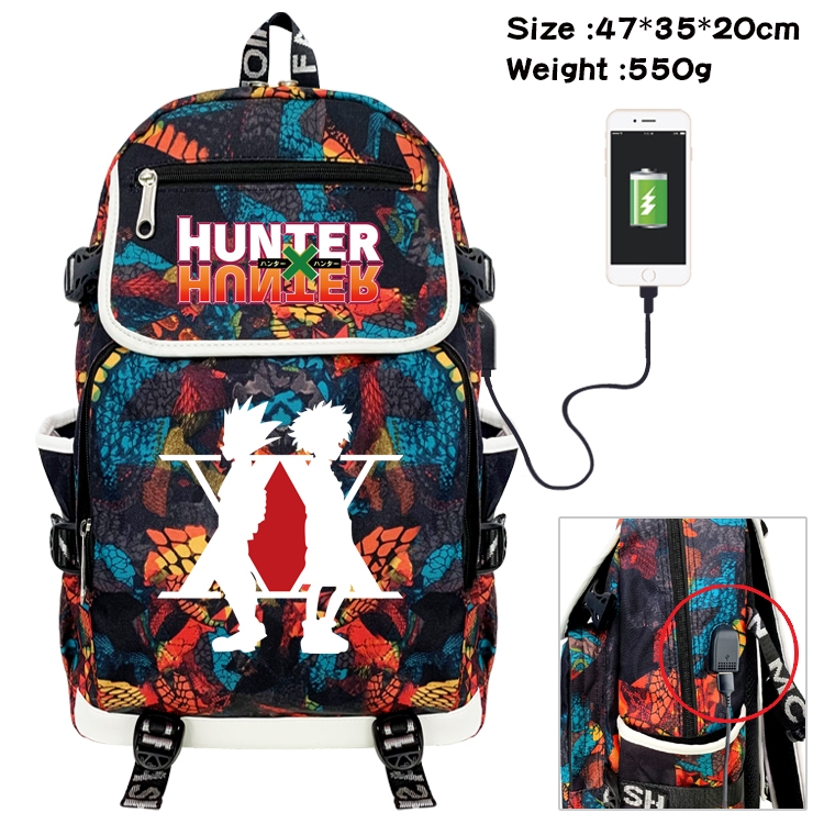 HunterXHunter  Anime Camouflage Flip Data Cable Backpack School Bag 47x35x20cm