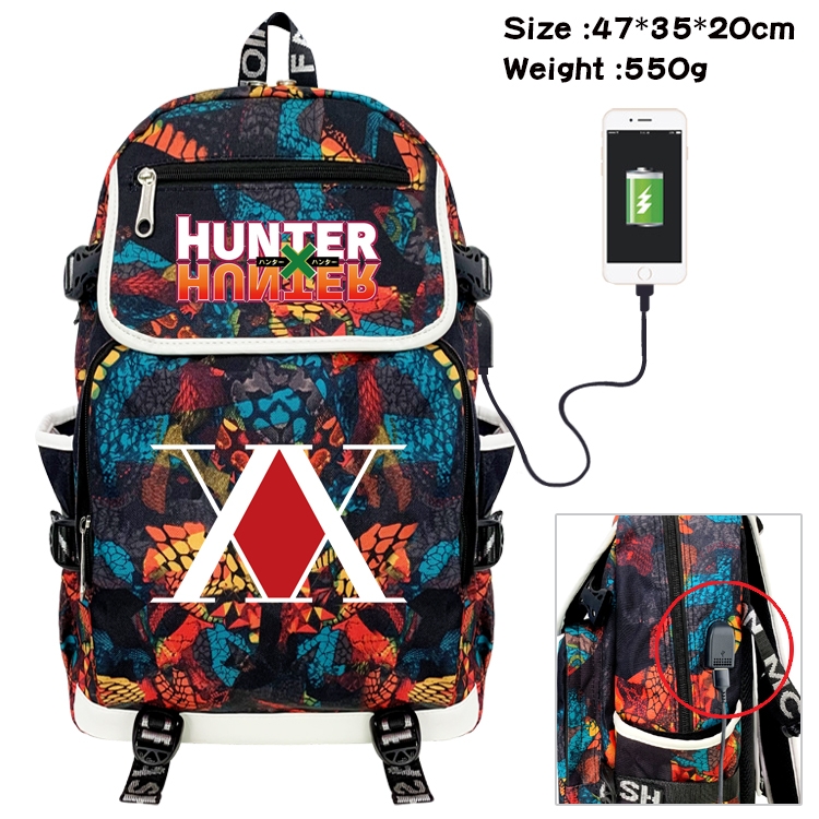 HunterXHunter  Anime Camouflage Flip Data Cable Backpack School Bag 47x35x20cm