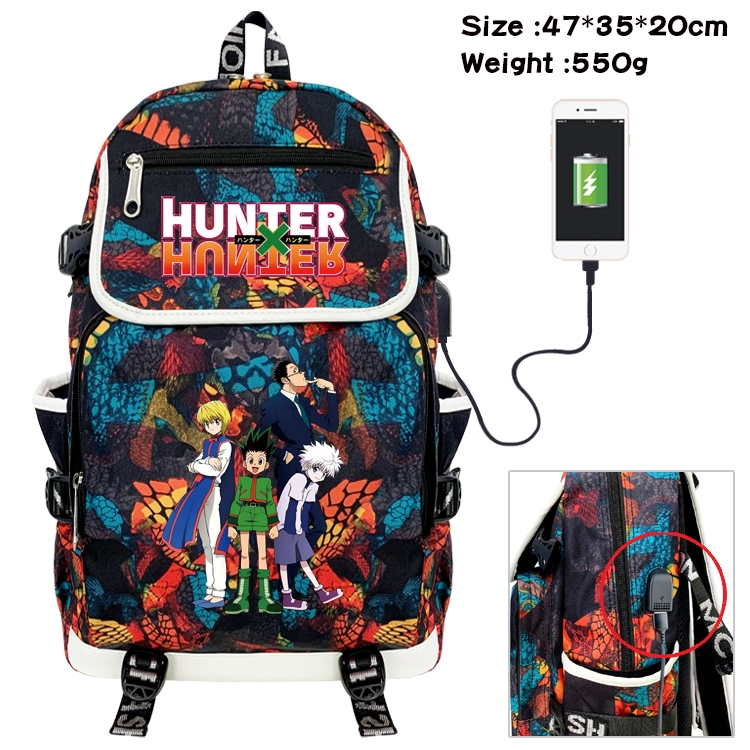 HunterXHunter  Anime Camouflage Flip Data Cable Backpack School Bag 47x35x20cm