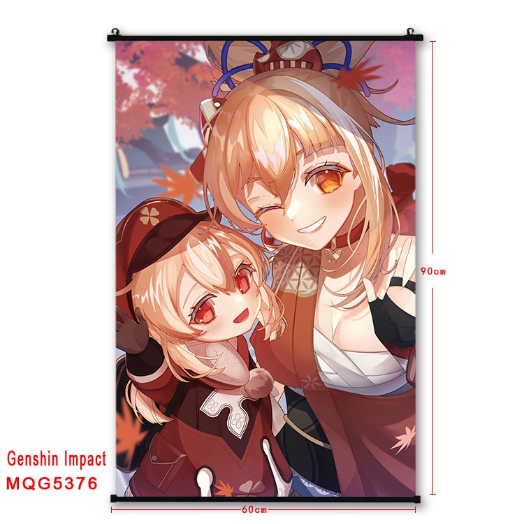 Genshin Impact black Plastic rod Cloth painting Wall Scroll 60X90CM  MQG-5376