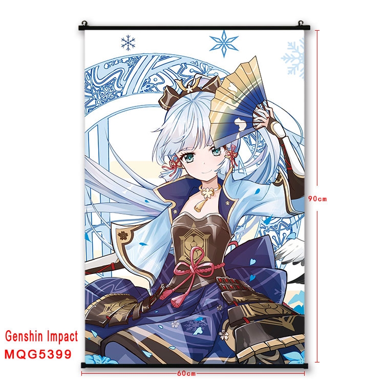 Genshin Impact black Plastic rod Cloth painting Wall Scroll 60X90CM MQG-5399