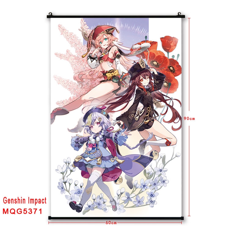 Genshin Impact black Plastic rod Cloth painting Wall Scroll 60X90CM  MQG-5371