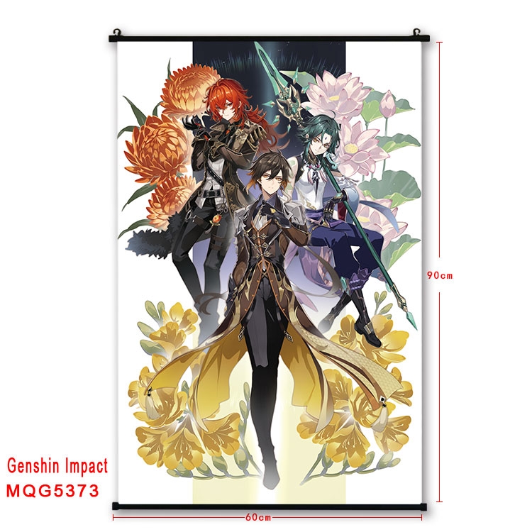 Genshin Impact black Plastic rod Cloth painting Wall Scroll 60X90CM  MQG-5373