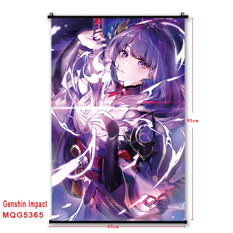 Genshin Impact black Plastic rod Cloth painting Wall Scroll 60X90CM  MQG-5365