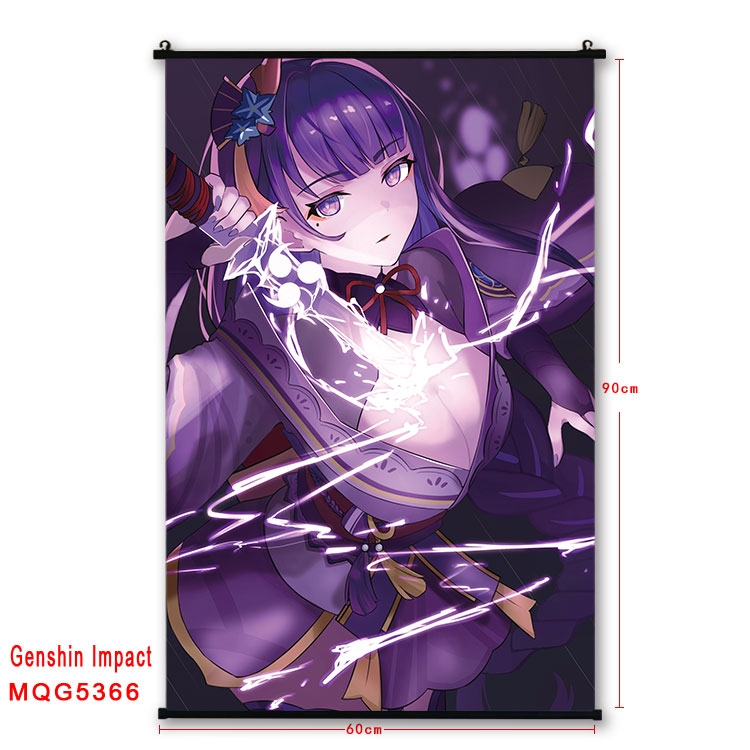 Genshin Impact black Plastic rod Cloth painting Wall Scroll 60X90CM  MQG-5366