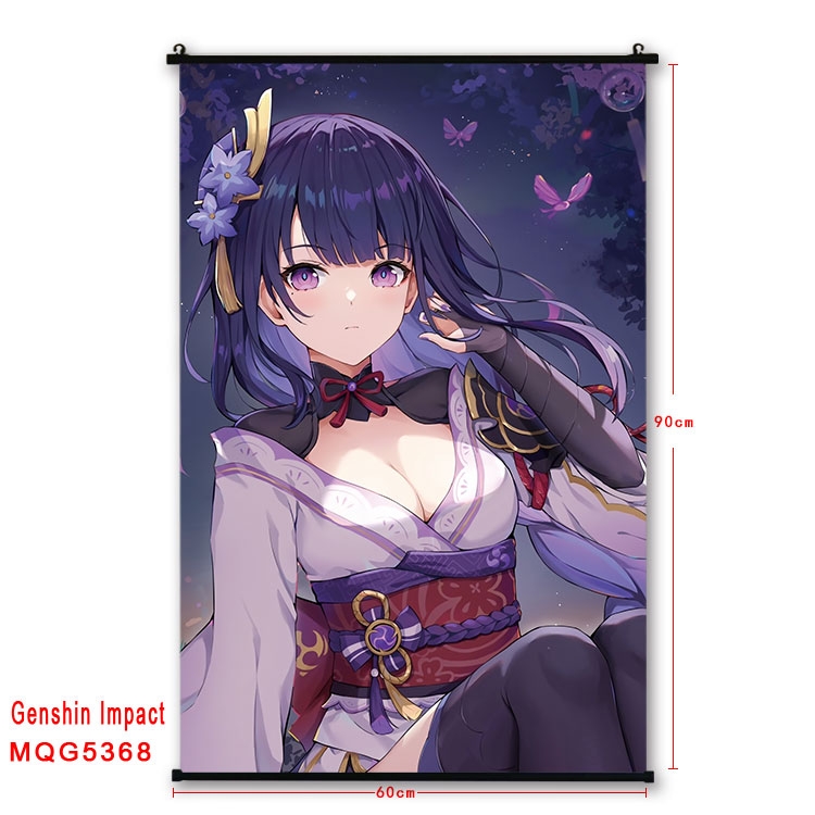 Genshin Impact black Plastic rod Cloth painting Wall Scroll 60X90CM  MQG-5368