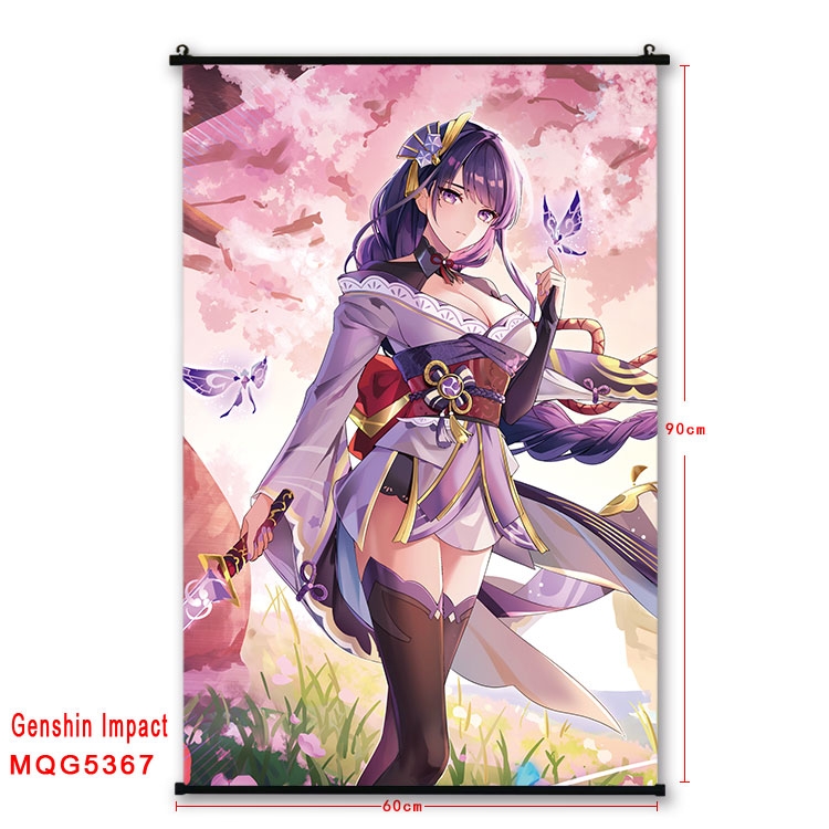 Genshin Impact black Plastic rod Cloth painting Wall Scroll 60X90CM   MQG-5367