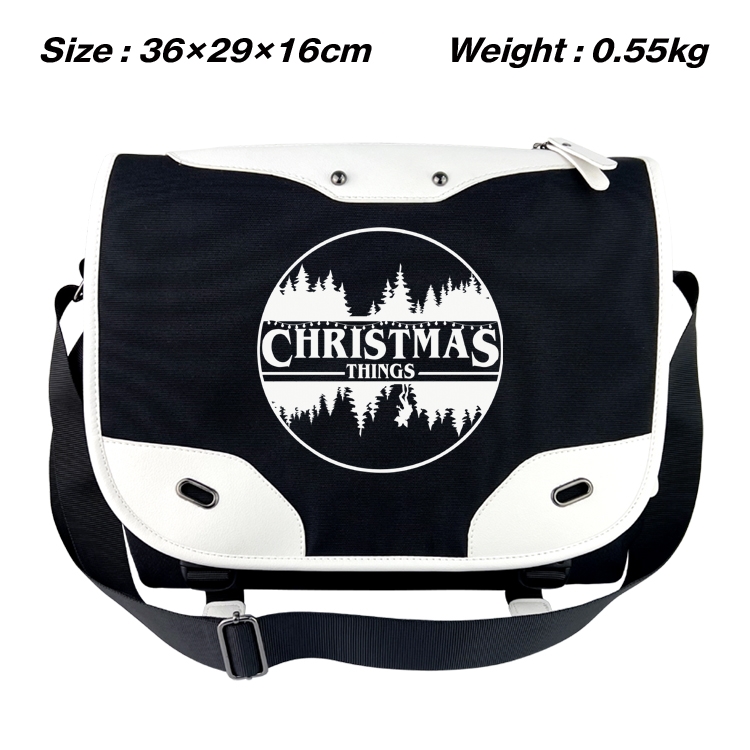 Stranger Things  Black and white anime waterproof nylon shoulder messenger bag schoolbag 36X29X16CM