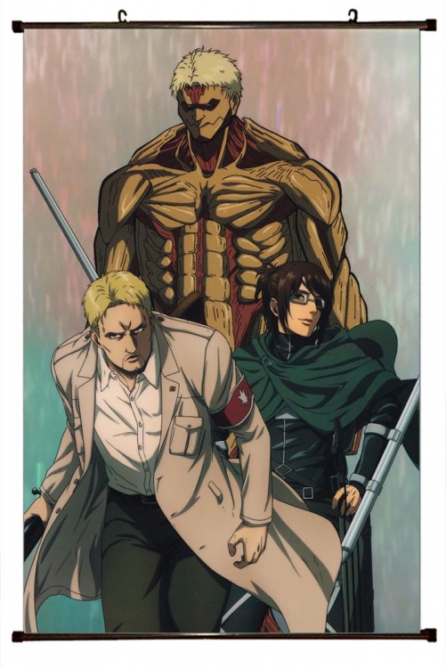 Shingeki no Kyojin Anime black Plastic rod Cloth painting Wall Scroll 60X90CM J12-321