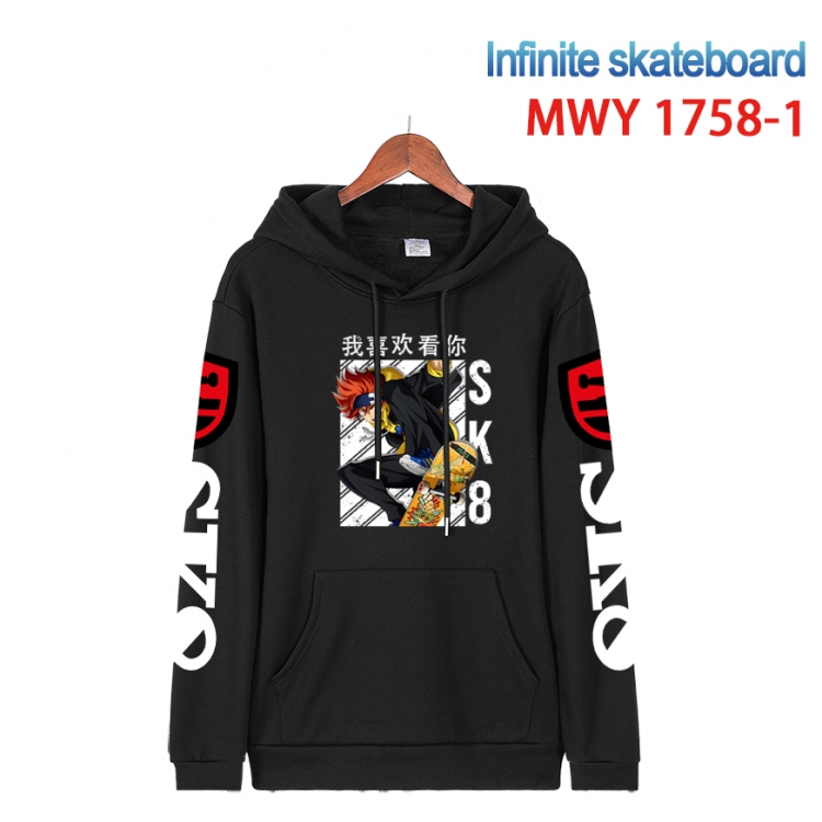 SK∞ Cartoon Sleeve Hooded Patch Pocket Cotton Sweatshirt from S to 4XL  MWY-1758-1