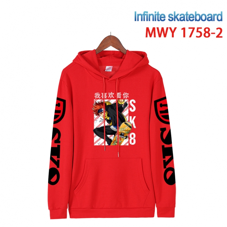 SK∞ Cartoon Sleeve Hooded Patch Pocket Cotton Sweatshirt from S to 4XL  MWY-1758-2