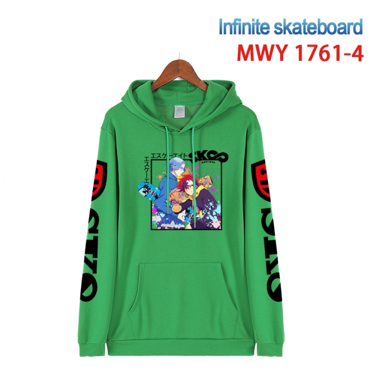 SK∞ Cartoon Sleeve Hooded Patch Pocket Cotton Sweatshirt from S to 4XL   MWY-1761-4