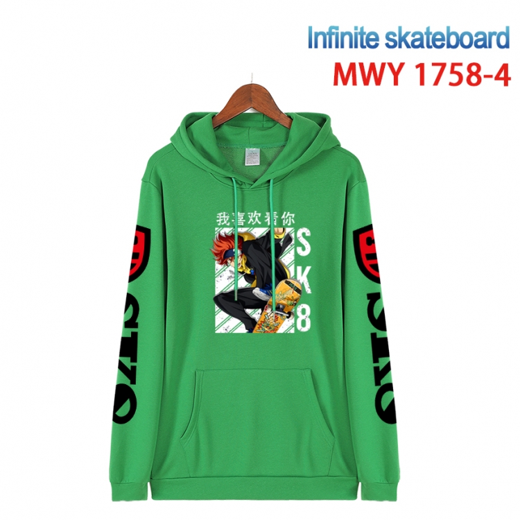 SK∞ Cartoon Sleeve Hooded Patch Pocket Cotton Sweatshirt from S to 4XL  MWY-1758-4