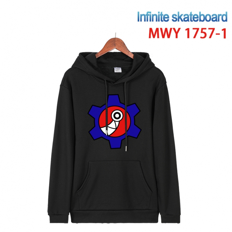 SK∞ Cartoon Sleeve Hooded Patch Pocket Cotton Sweatshirt from S to 4XL  MWY-1757-1