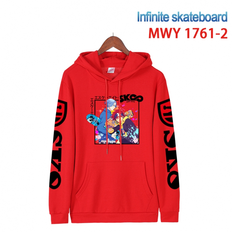 SK∞ Cartoon Sleeve Hooded Patch Pocket Cotton Sweatshirt from S to 4XL  MWY-1761-2