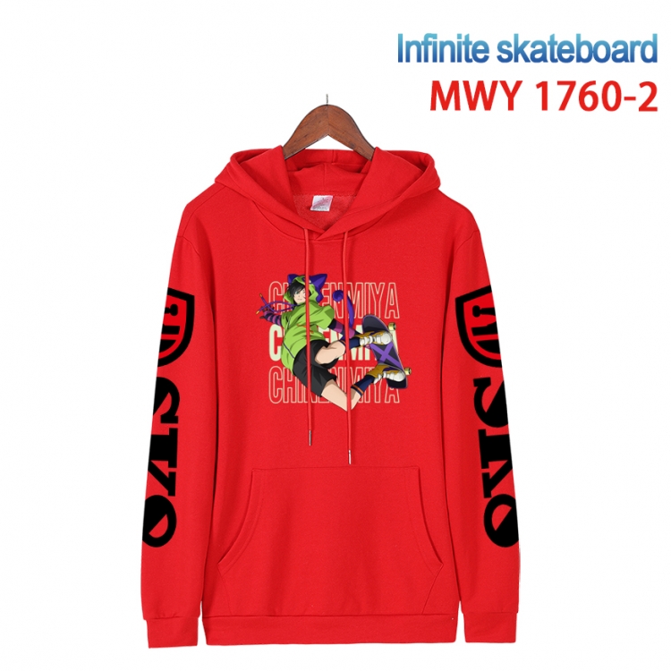 SK∞ Cartoon Sleeve Hooded Patch Pocket Cotton Sweatshirt from S to 4XL  MWY-1760-2