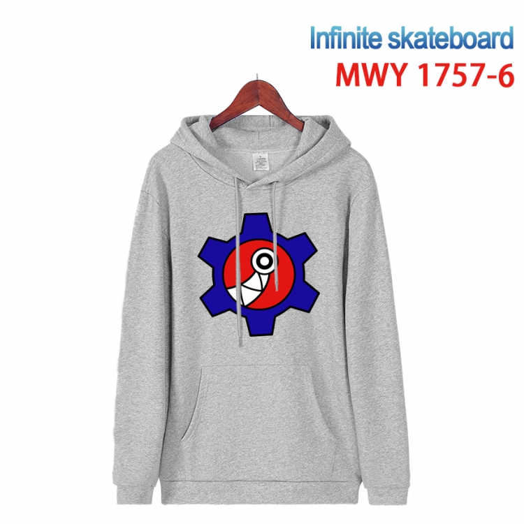 SK∞ Cartoon Sleeve Hooded Patch Pocket Cotton Sweatshirt from S to 4XL  MWY-1757-6