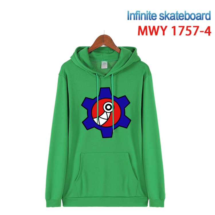 SK∞ Cartoon Sleeve Hooded Patch Pocket Cotton Sweatshirt from S to 4XL  MWY-1757-4