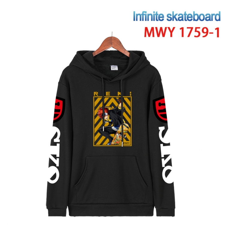 SK∞ Cartoon Sleeve Hooded Patch Pocket Cotton Sweatshirt from S to 4XL  MWY-1759-1