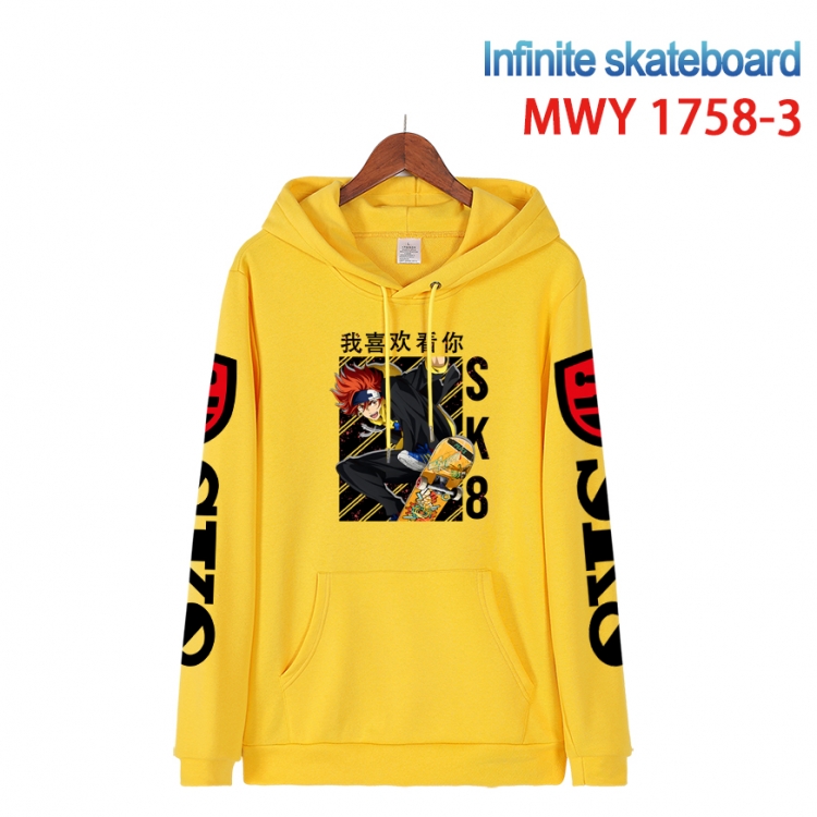 SK∞ Cartoon Sleeve Hooded Patch Pocket Cotton Sweatshirt from S to 4XL MWY-1758-3