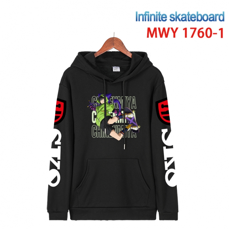 SK∞ Cartoon Sleeve Hooded Patch Pocket Cotton Sweatshirt from S to 4XL  MWY-1760-1