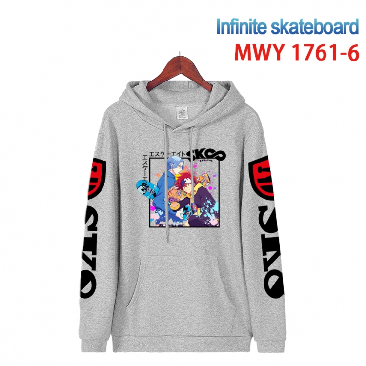 SK∞ Cartoon Sleeve Hooded Patch Pocket Cotton Sweatshirt from S to 4XL  MWY-1761-6