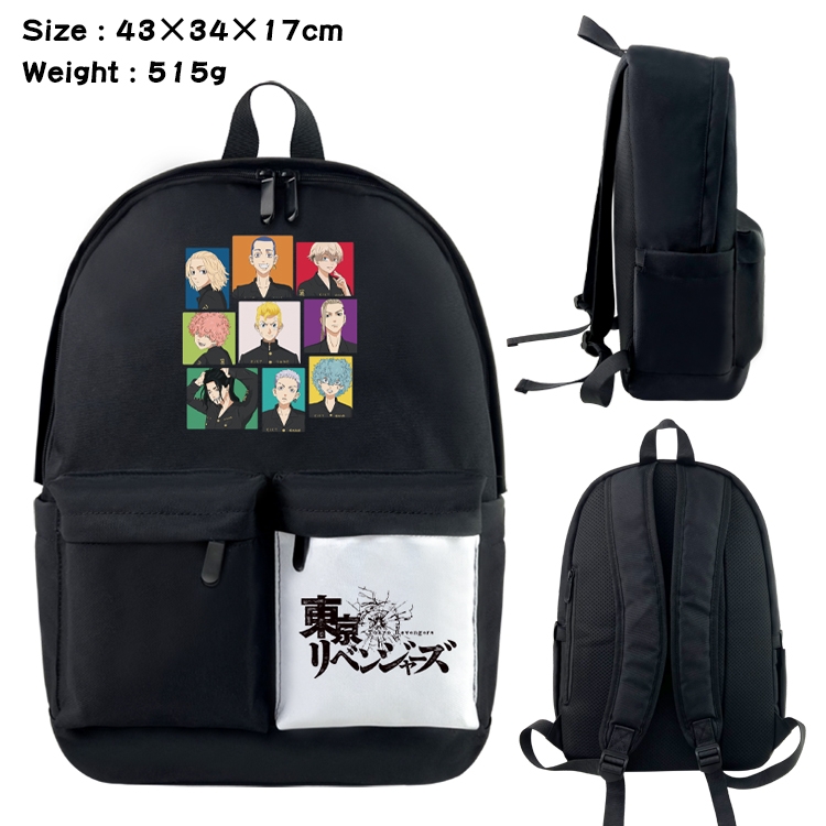 Tokyo Revengers Anime Black and White Double Spell Waterproof Backpack School Bag 43x34x17cm