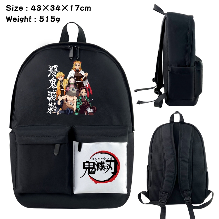 Demon Slayer Kimets Anime Black and White Double Spell Waterproof Backpack School Bag 43x34x17cm