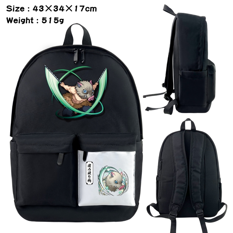 Demon Slayer Kimets Anime Black and White Double Spell Waterproof Backpack School Bag 43x34x17cm