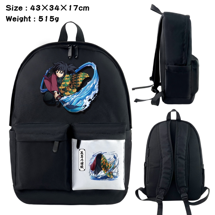 Demon Slayer Kimets Anime Black and White Double Spell Waterproof Backpack School Bag 43x34x17cm