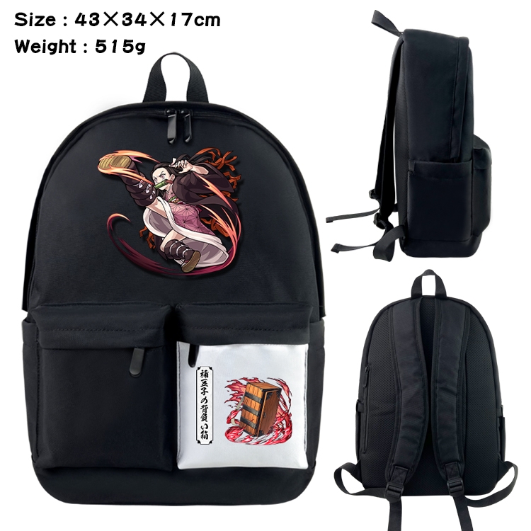 Demon Slayer Kimets Anime Black and White Double Spell Waterproof Backpack School Bag 43x34x17cm