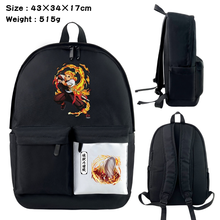 Demon Slayer Kimets Anime Black and White Double Spell Waterproof Backpack School Bag 43x34x17cm