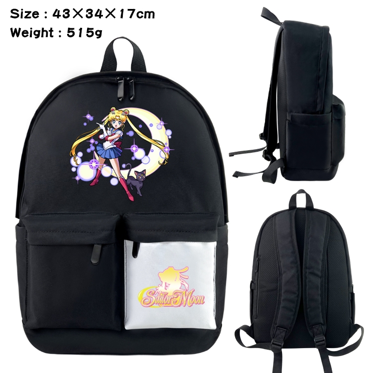 sailormoon Anime Black and White Double Spell Waterproof Backpack School Bag 43x34x17cm