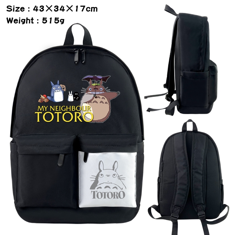 TOTORO Anime Black and White Double Spell Waterproof Backpack School Bag 43x34x17cm