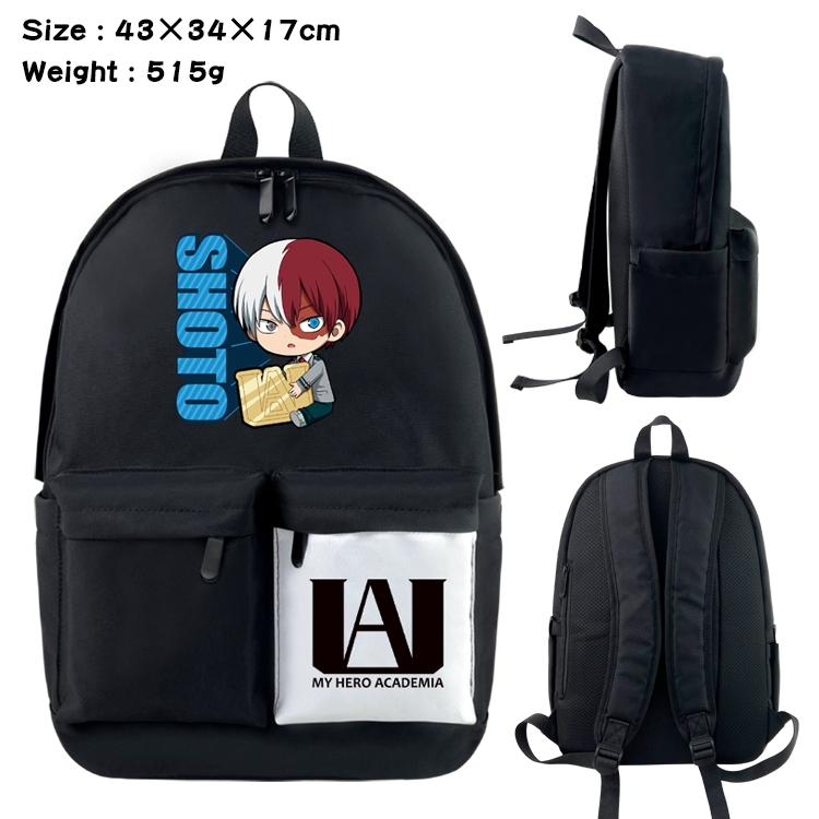 My Hero Academia Anime Black and White Double Spell Waterproof Backpack School Bag 43x34x17cm