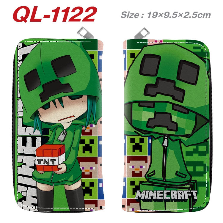 Minecraft Anime pu leather long zipper wallet 19X9.5X2.5CM wallet 19X9.5X2.5CM