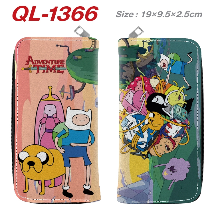 Adventure Time with Anime pu leather long zipper wallet 19X9.5X2.5CM QL-1366