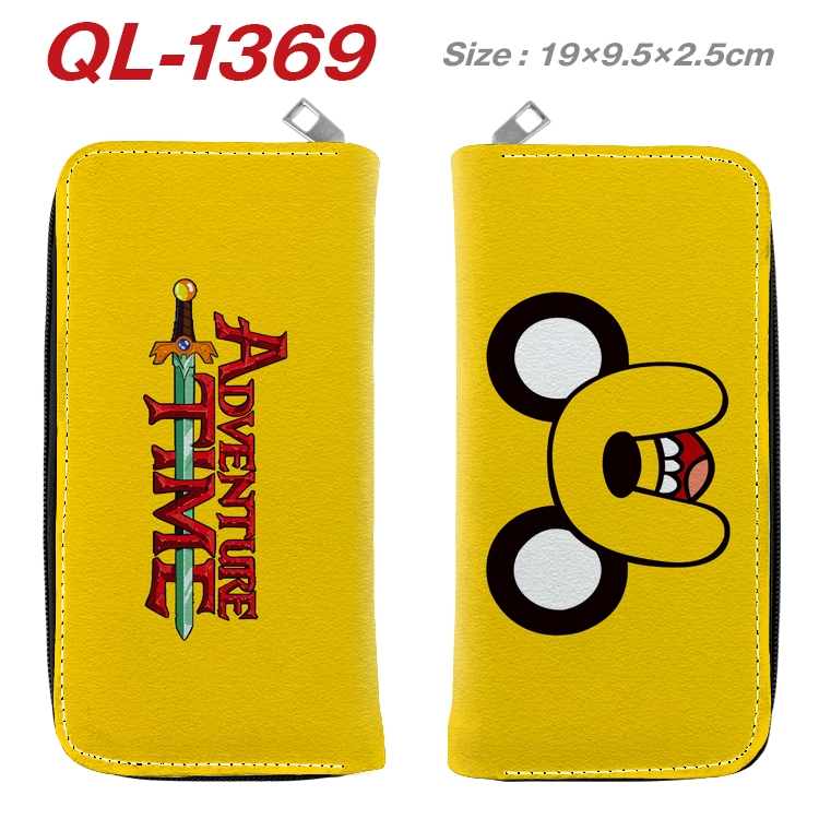 Adventure Time with Anime pu leather long zipper wallet 19X9.5X2.5CM   QL-1369
