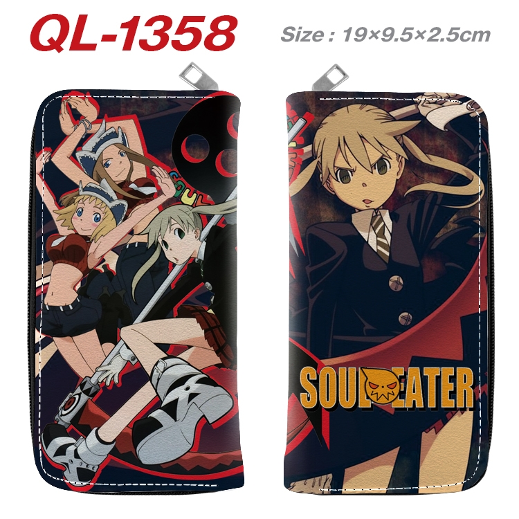 Soul Eater Anime pu leather long zipper wallet 19X9.5X2.5CM QL-1358