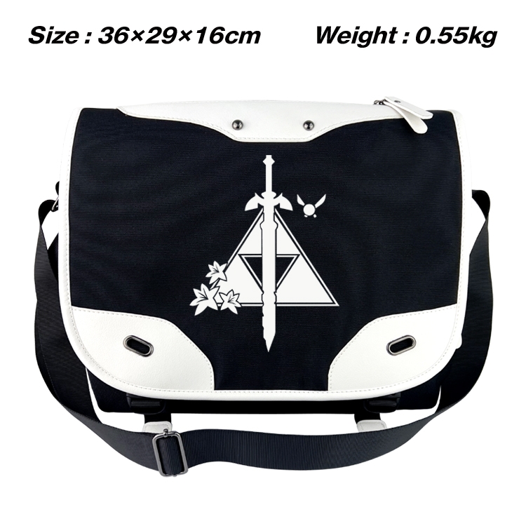 The Legend of Zelda Black and white anime waterproof one shoulder messenger bag schoolbag 36X29X16CM