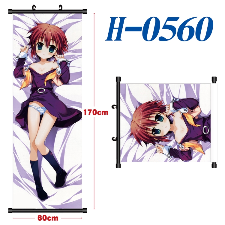 Narukara Fukune Black plastic rod cloth hanging canvas painting 60x170cm H-0560