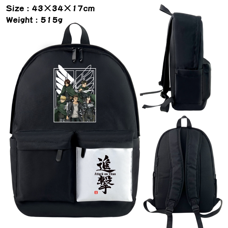 Shingeki no Kyojin Anime Black and White Double Spell Waterproof Backpack School Bag 43x34x17cm