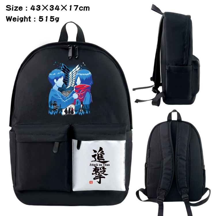 Shingeki no Kyojin Anime Black and White Double Spell Waterproof Backpack School Bag 43x34x17cm