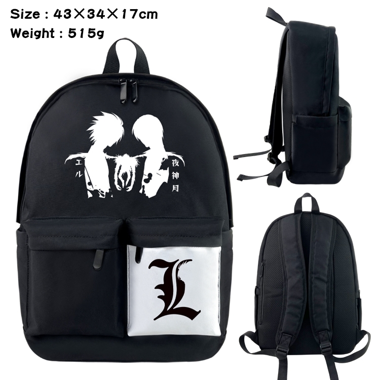 Death note Anime Black and White Double Spell Waterproof Backpack School Bag 43x34x17cm