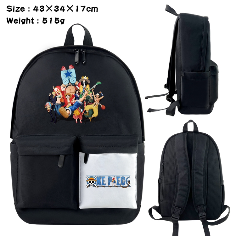 One Piece Anime Black and White Double Spell Waterproof Backpack School Bag 43x34x17cm