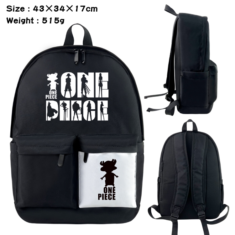 One Piece Anime Black and White Double Spell Waterproof Backpack School Bag 43x34x17cm