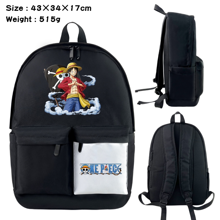 One Piece Anime Black and White Double Spell Waterproof Backpack School Bag 43x34x17cm