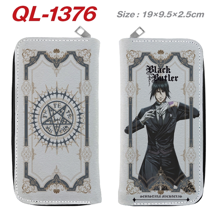 Kuroshitsuji Anime pu leather long zipper wallet 19X9.5X2.5CM